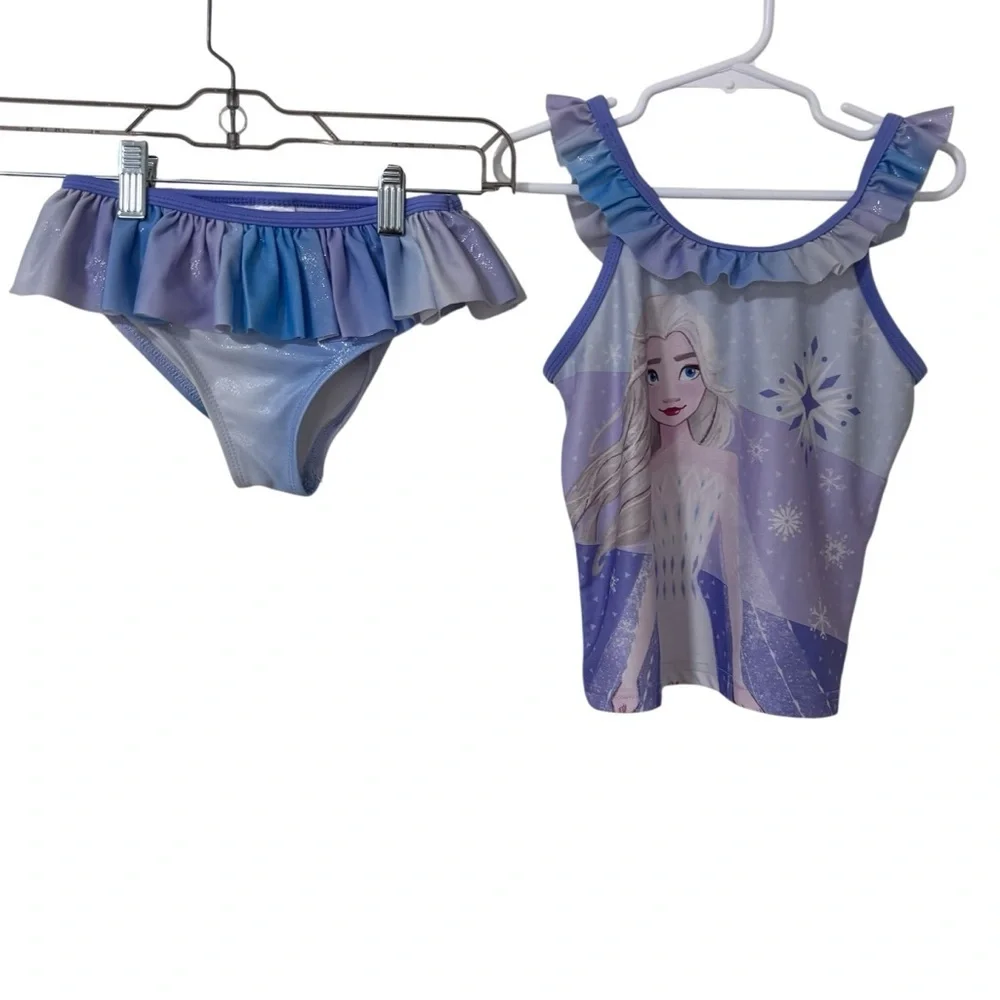 Disney frozen II Elsa Purple blue Ruffle Tankini Swim Set 6X